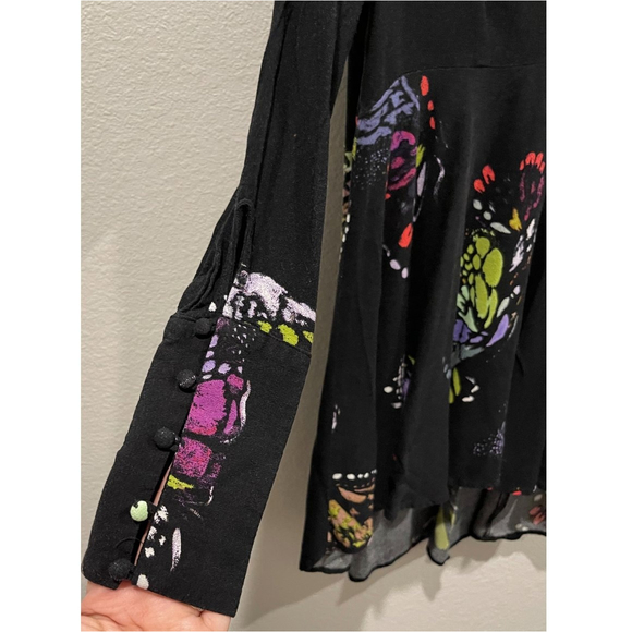 FREE PEOPLE Black Field Of Butterflies Tunic - Picture 6 of 7